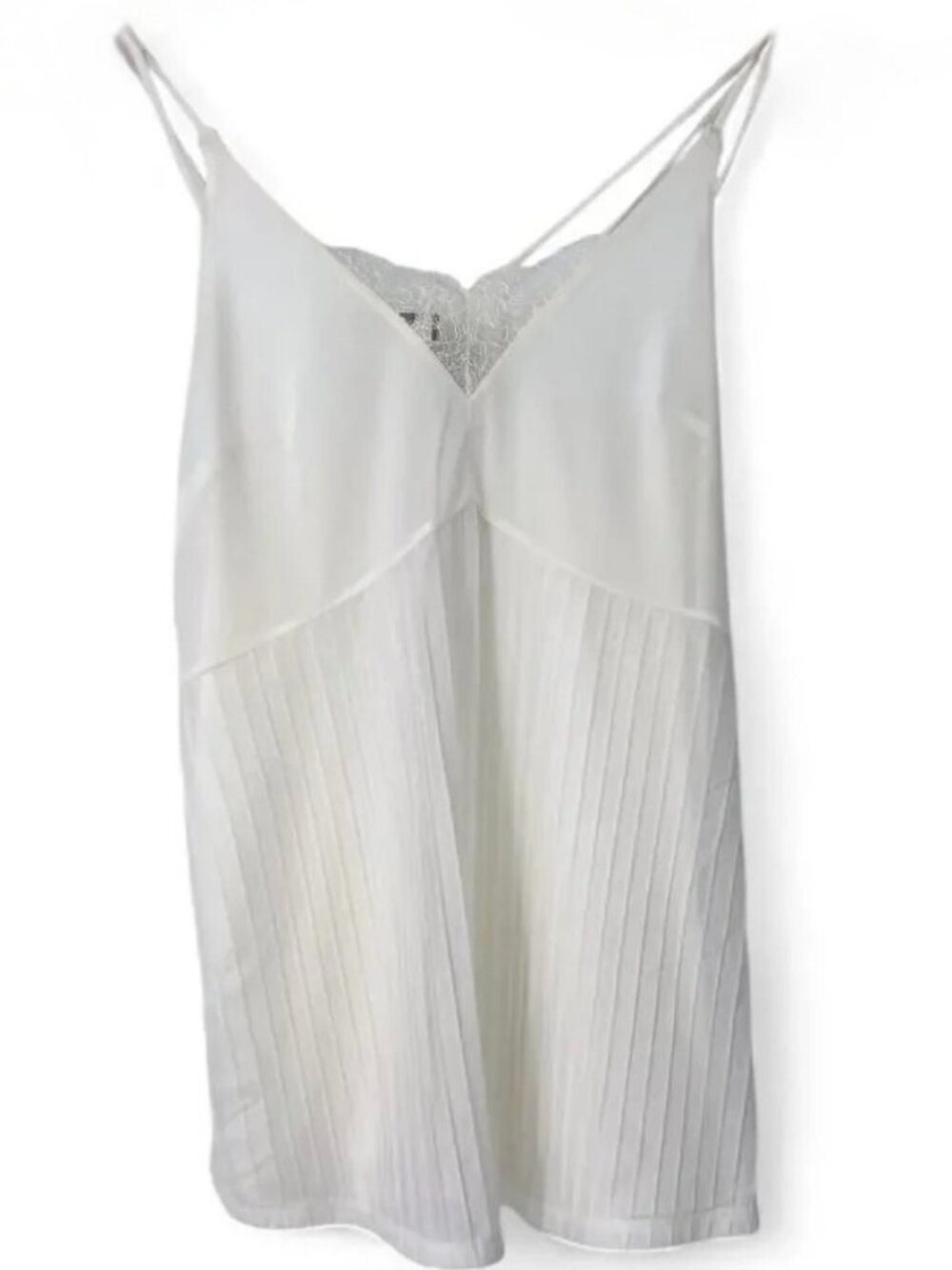 EXPRESS Women's Strappy Pleated Lace Cami Ivory XS NWT